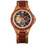 Montre En Bois Cadran Noir Avec Accents Colorés Et Mécanisme Visible – ColorMeccanico