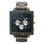 Montre En Bois Carrée Multicolore Cadran Noir Avec Chiffres Romains Et Sous-Cadrans Argentés – QuadratoNero