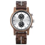 Montre En Bois Et Métal Chronographe Cadran Argenté Sous-Cadrans Noirs Bracelet Bois Accents Métalliques – ArgentoNero