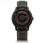Montre En Bois Foncé Et Métal Noir Cadran Bois Bracelet Cuir Noir Élégant – LegnoScuro