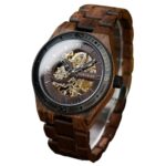 Montre Squelette En Bois Foncé Cadran Marron Et Doré – ScheletroMarrone